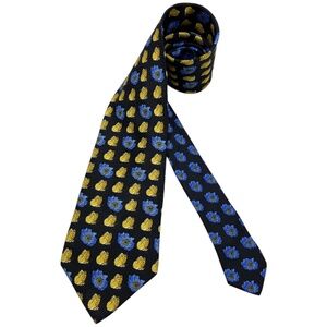 KENZO Black/Blue/Yellow Floral Butterfly Silk LUXURY Tie ITALY